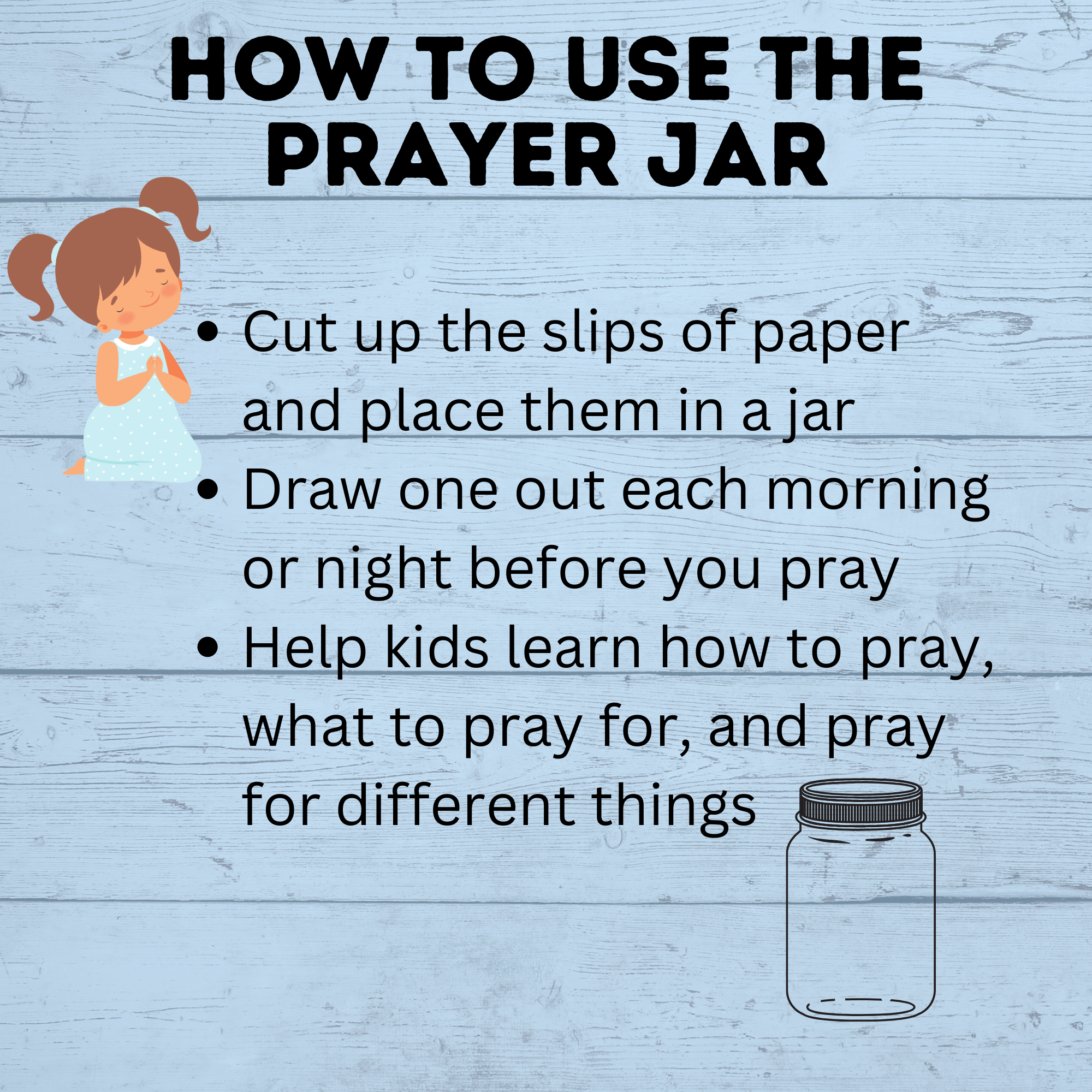 Prayer Jar for Kids | Prayer Craft for Kids | Prayer Activities | Prayer Printable | Church Activities | Church Worksheets | Printables