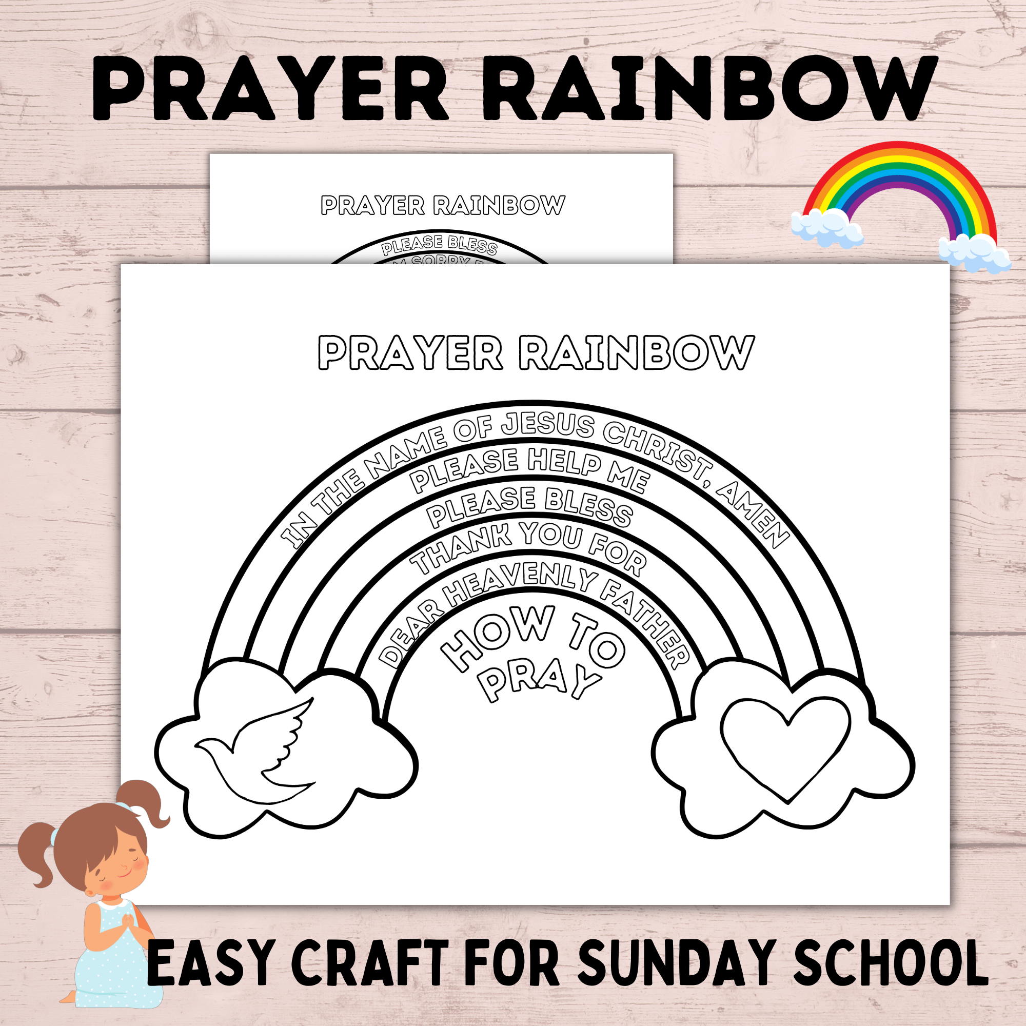 Prayer Rainbow | Prayer Craft | Prayer Activity | Prayer worksheets | Kids prayer activities | Teach Kids to Pray | Sunday School Activity