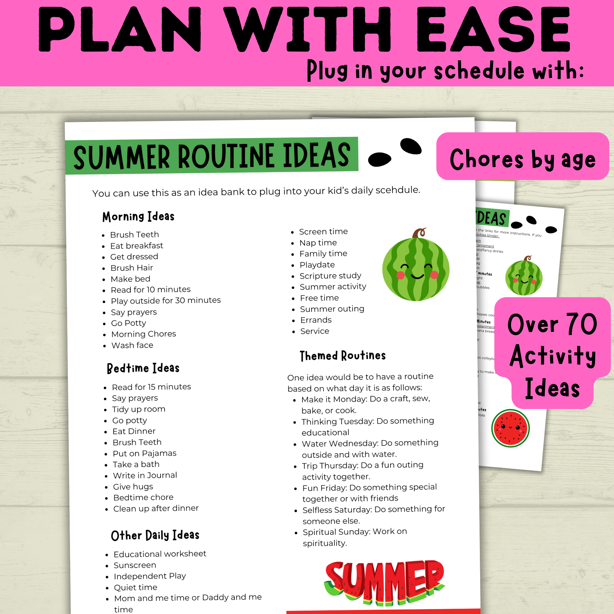 Summer Planner | Summer Schedule | Summer Activities | Summer Printable | Summer Fun | Chore Chart | Sample Schedule | Activity Ideas