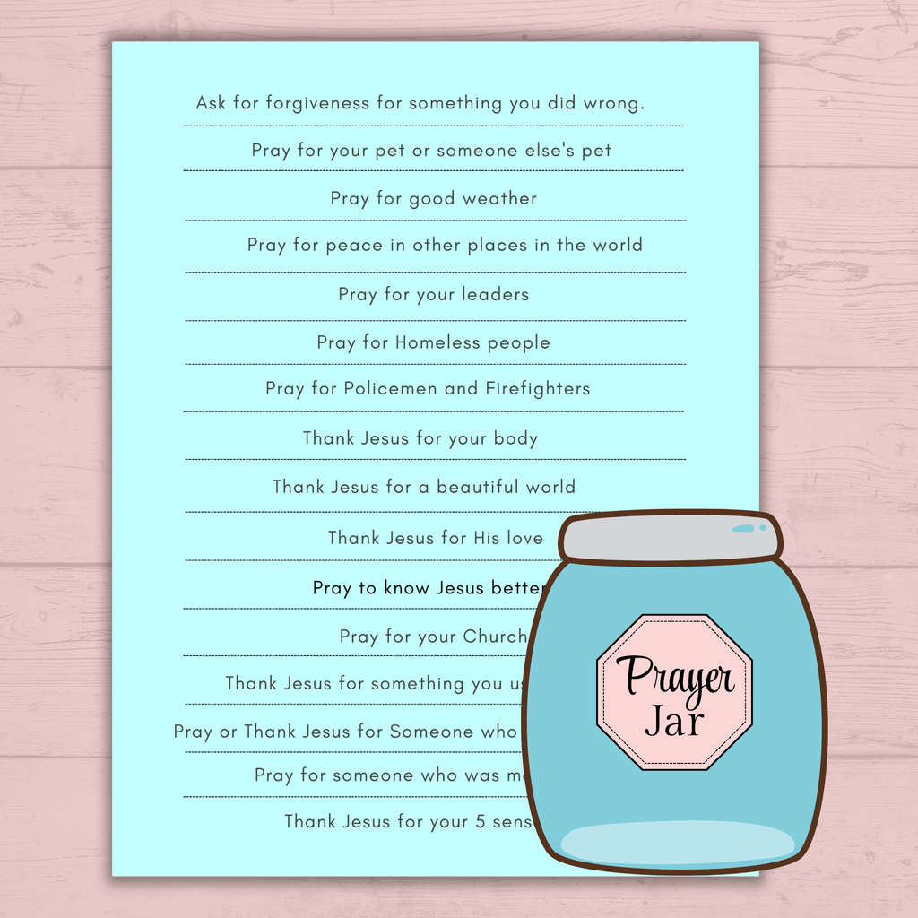 Prayer Prompts for Kids Activity Jar, Prayer List, Christian Sunday School Activities, Cards, Prayer Jar, Praying Craft, Challenge, Church