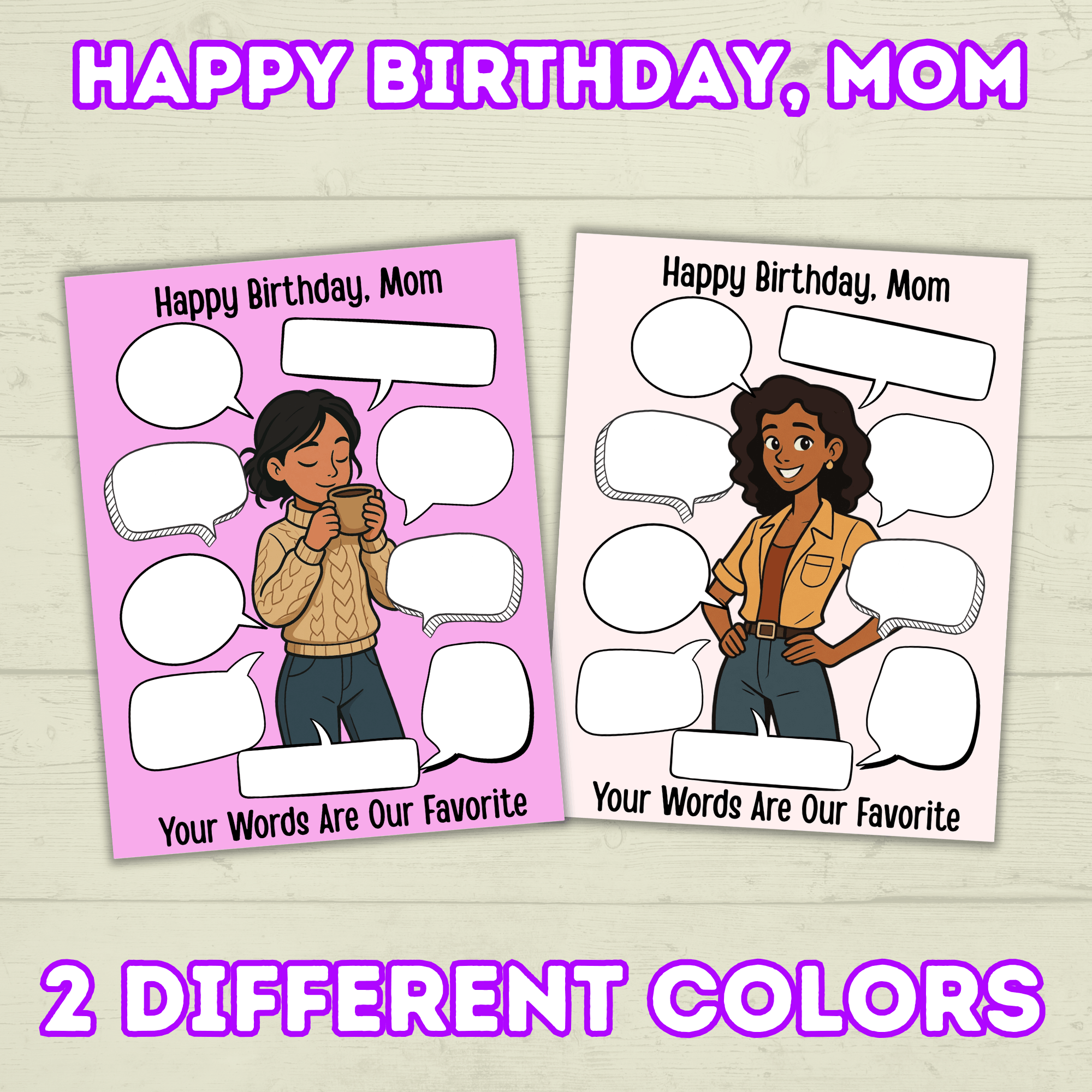 Funny Happy Birthday Mom Card, Birthday Card for Mom, Greeting Card, Quotes Card