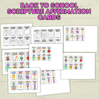 Back to School Affirmation Scripture Cards, Scripture Verse Cards, Christian Affirmations, Kids Prayer Cards