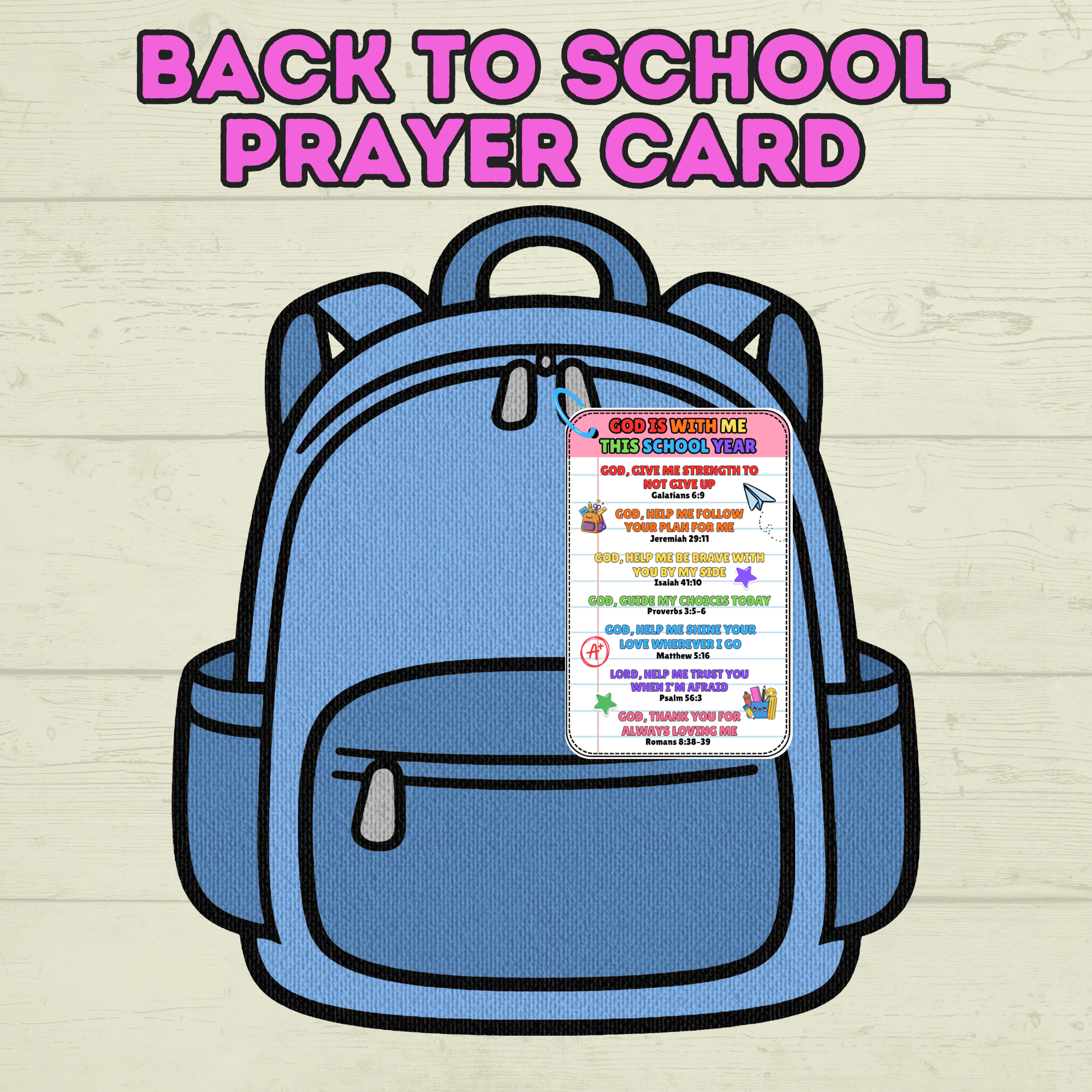 Back to School Prayer Card, Back to School Affirmations, Prayer Cards, Christian, Bible Verses, Confidence Cards, Sunday School, Scripture