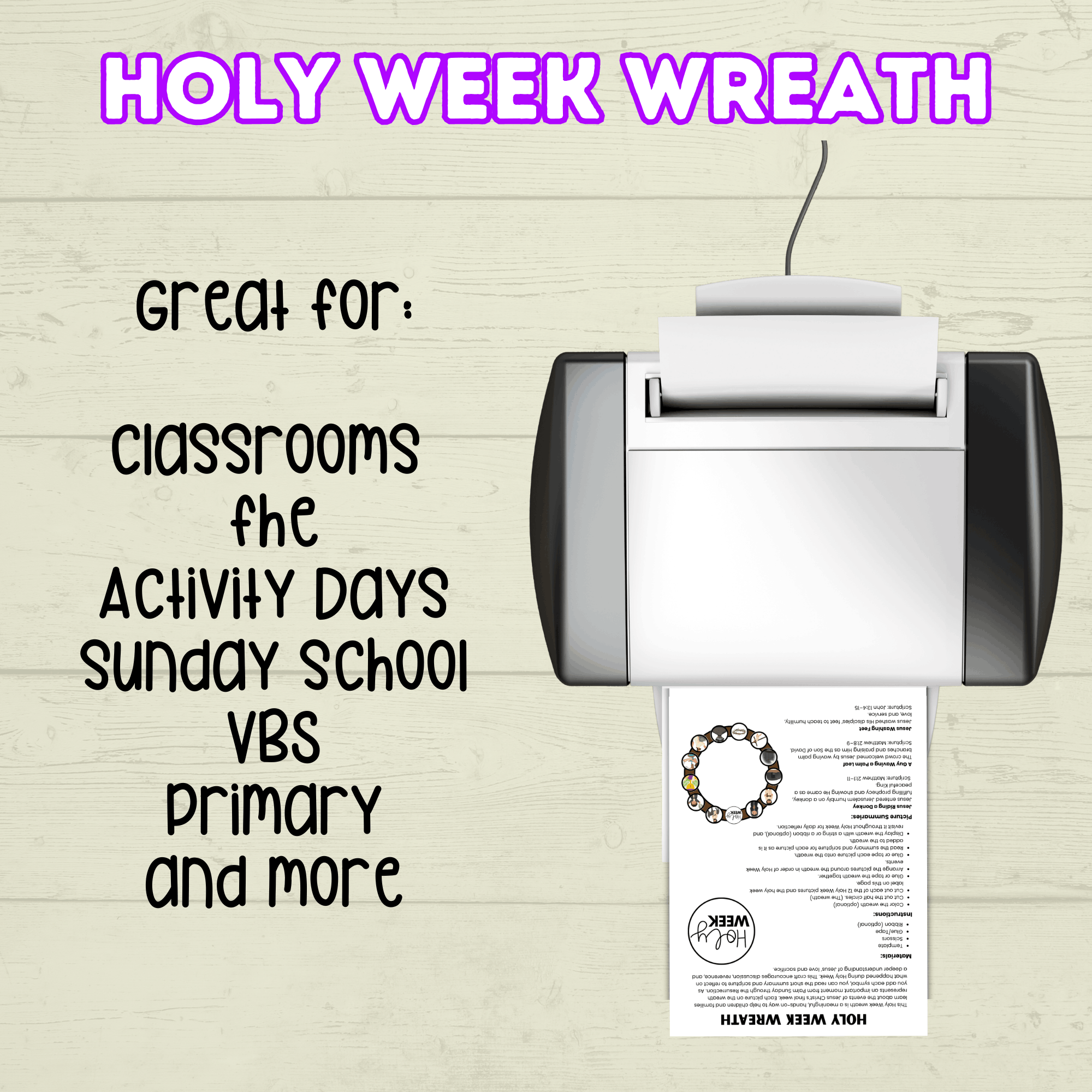 Holy Week Story Craft, Holy Week Wreath, Palm Sunday Bible Craft, Easter Week Craft, He is Risen, LDS Activities, Sunday School Craft