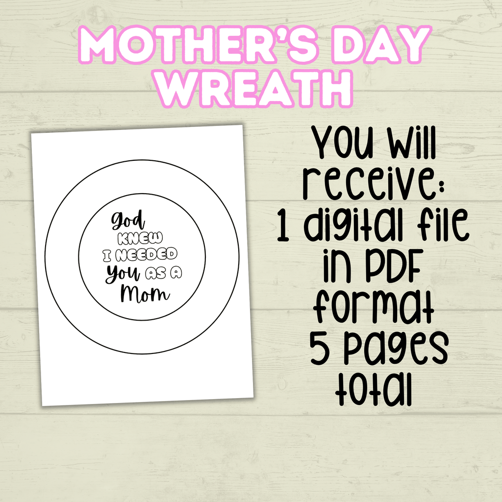 Mother's Day Wreath Craft, Paper Wreath, DIY Cut and Paste Wreath, Mother's Day Card, Sunday School Craft, Christian Activity, Homeschool