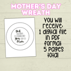 Mother's Day Wreath Craft, Paper Wreath, DIY Cut and Paste Wreath, Mother's Day Card, Sunday School Craft, Christian Activity, Homeschool