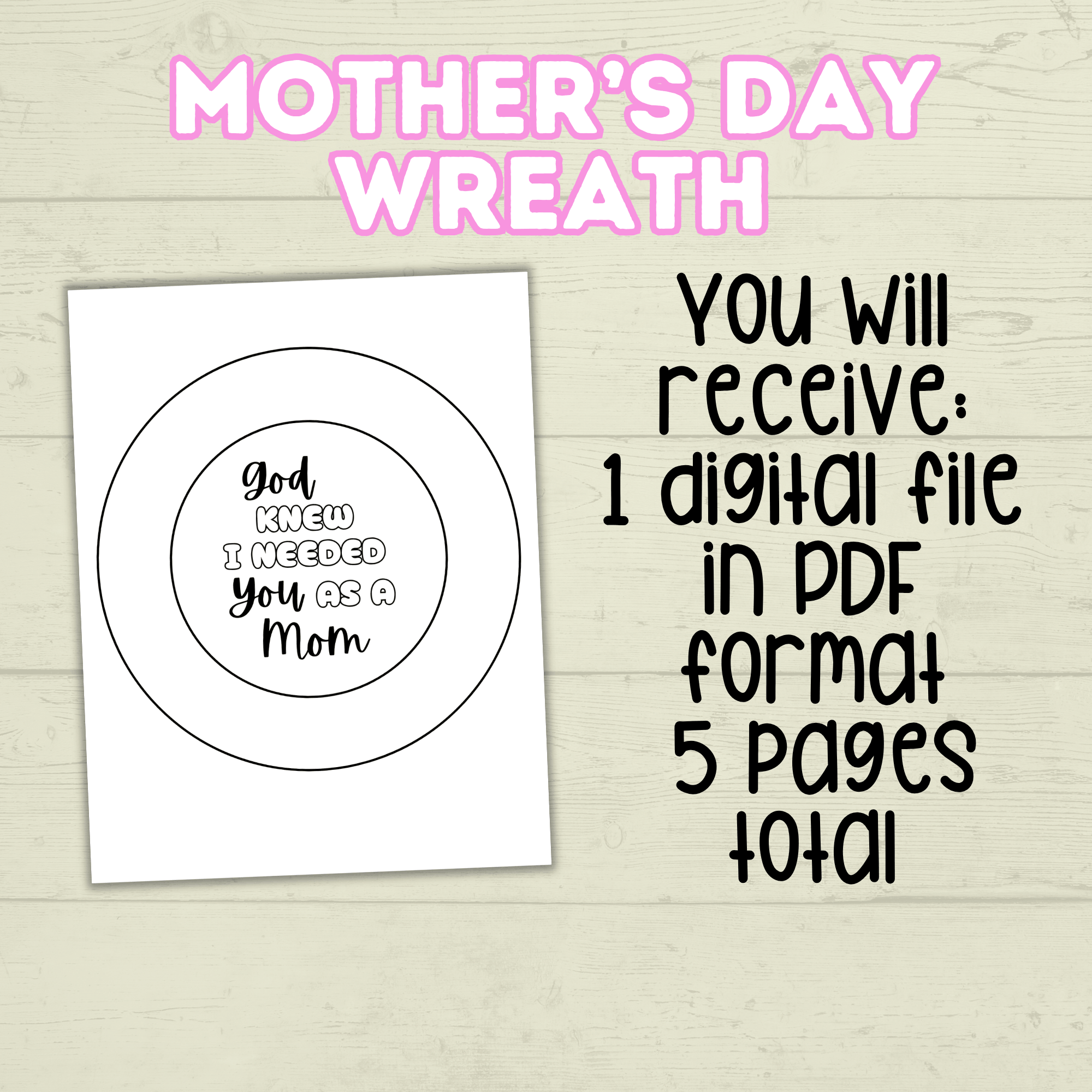 Mother's Day Wreath Craft, Paper Wreath, DIY Cut and Paste Wreath, Mother's Day Card, Sunday School Craft, Christian Activity, Homeschool