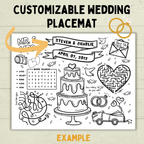 Customizable Wedding Placemat for Kids and Family | Wedding Activity Page | Wedding Placemat | Engagement Activity | Kids Activity |