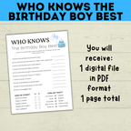 Birthday Boy Trivia Game for Kids | Birthday Trivia | Who Knows Who Best Game | Party Game | Birthday Party Game | Boy Birthday