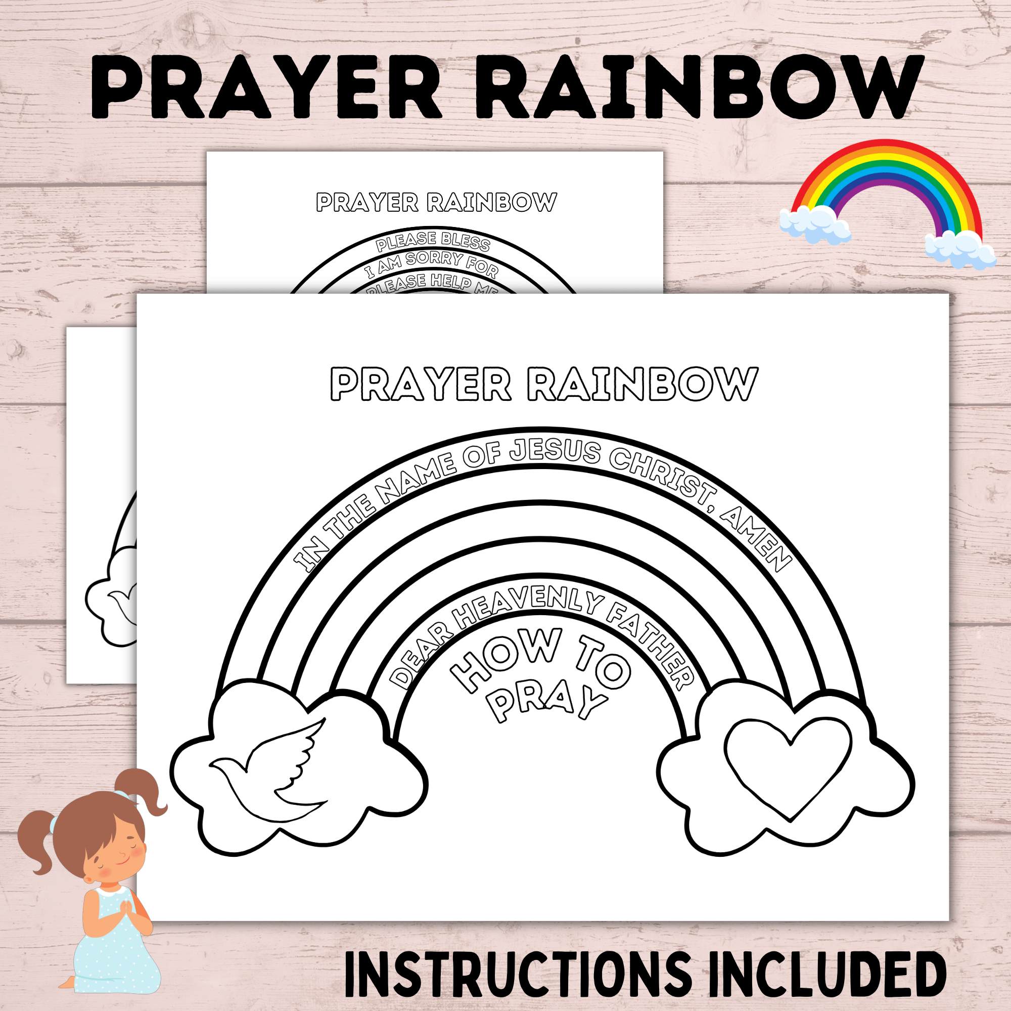 Prayer Rainbow | Prayer Craft | Prayer Activity | Prayer worksheets | Kids prayer activities | Teach Kids to Pray | Sunday School Activity