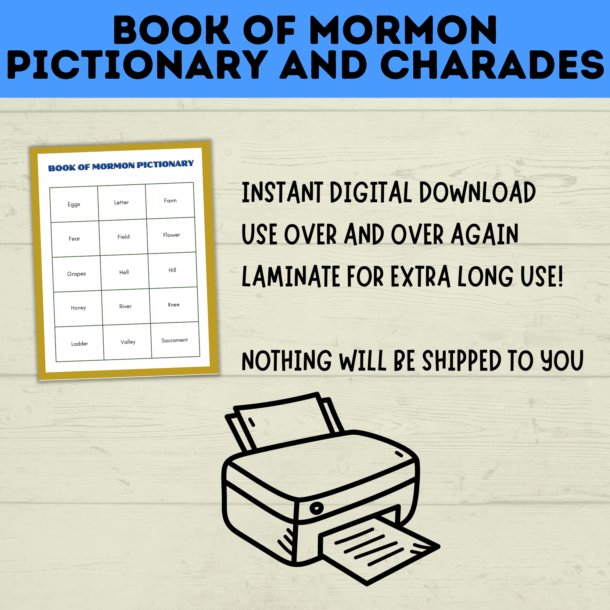 Book of Mormon Pictionary and Charades | Book of Mormon Games | Youth Games | LDS games | Seminary Games | Book of Mormon Lessons | Kids