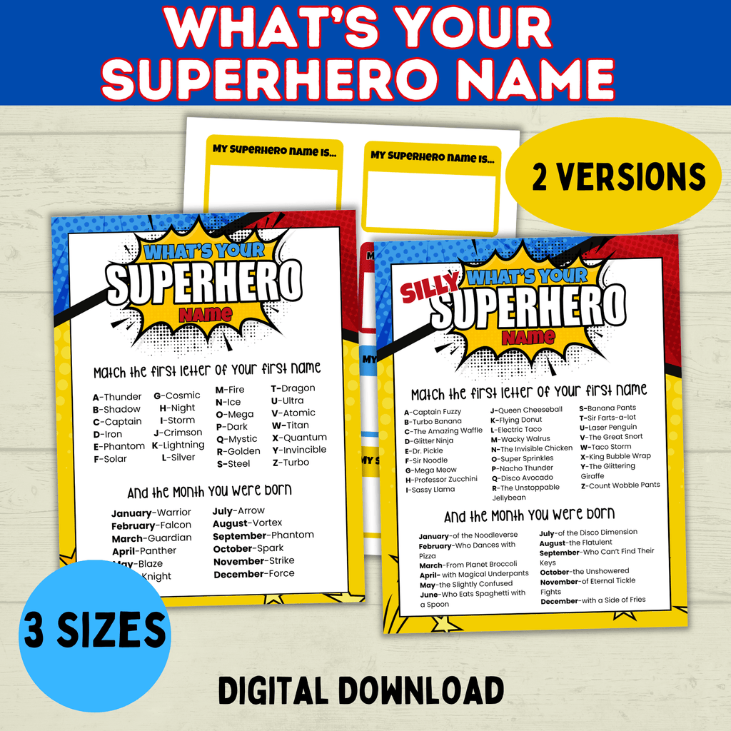 Superhero Name Game Printable Instant Digital Download | Superhero Party | Superhero Game | Name Game for Kids | Birthday Party Games