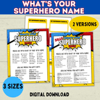 Superhero Name Game Printable Instant Digital Download | Superhero Party | Superhero Game | Name Game for Kids | Birthday Party Games