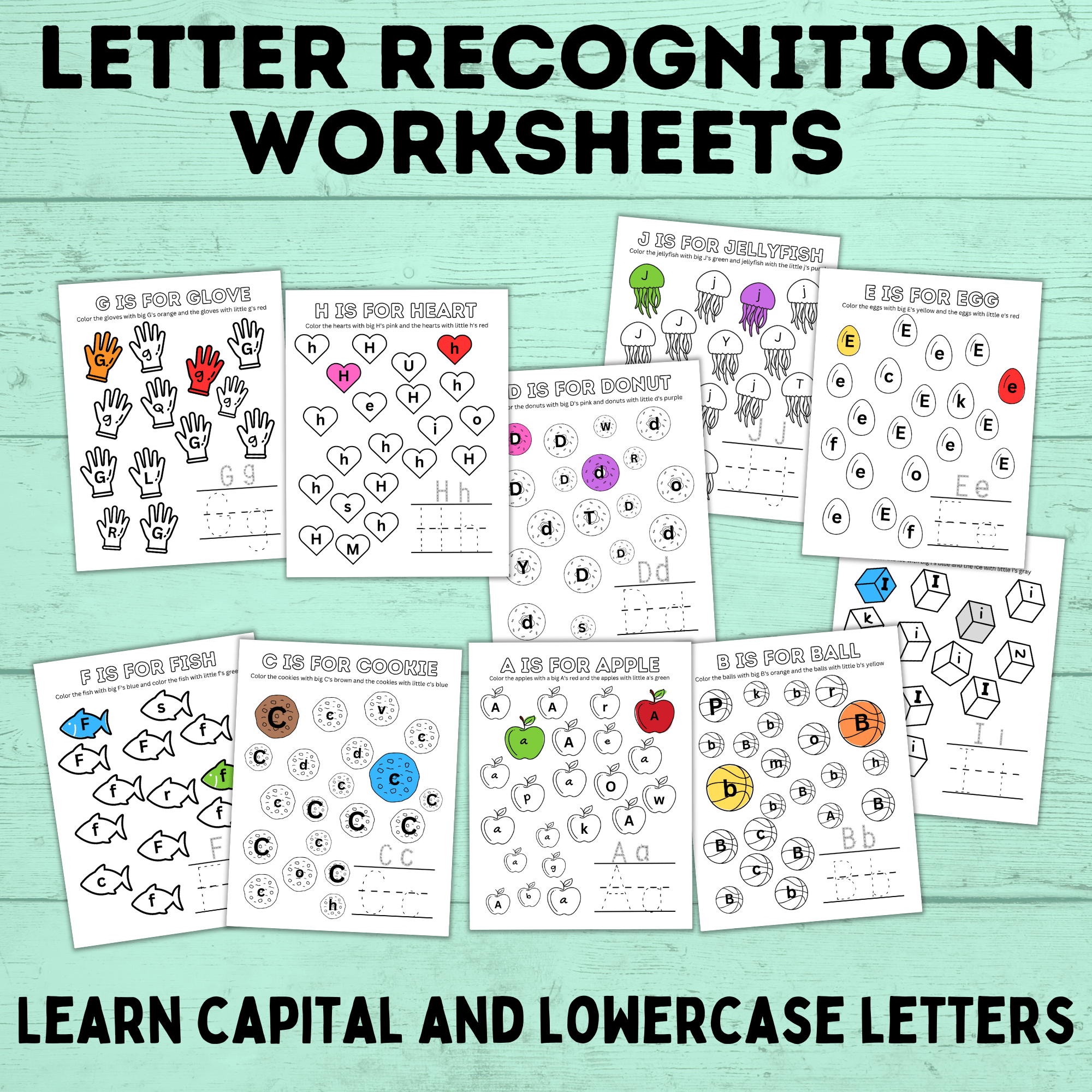 Letter Recognition Worksheets for Preschoolers and Toddlers | Toddler Worksheets | Preschool Worksheets | ABC activities | PDF download