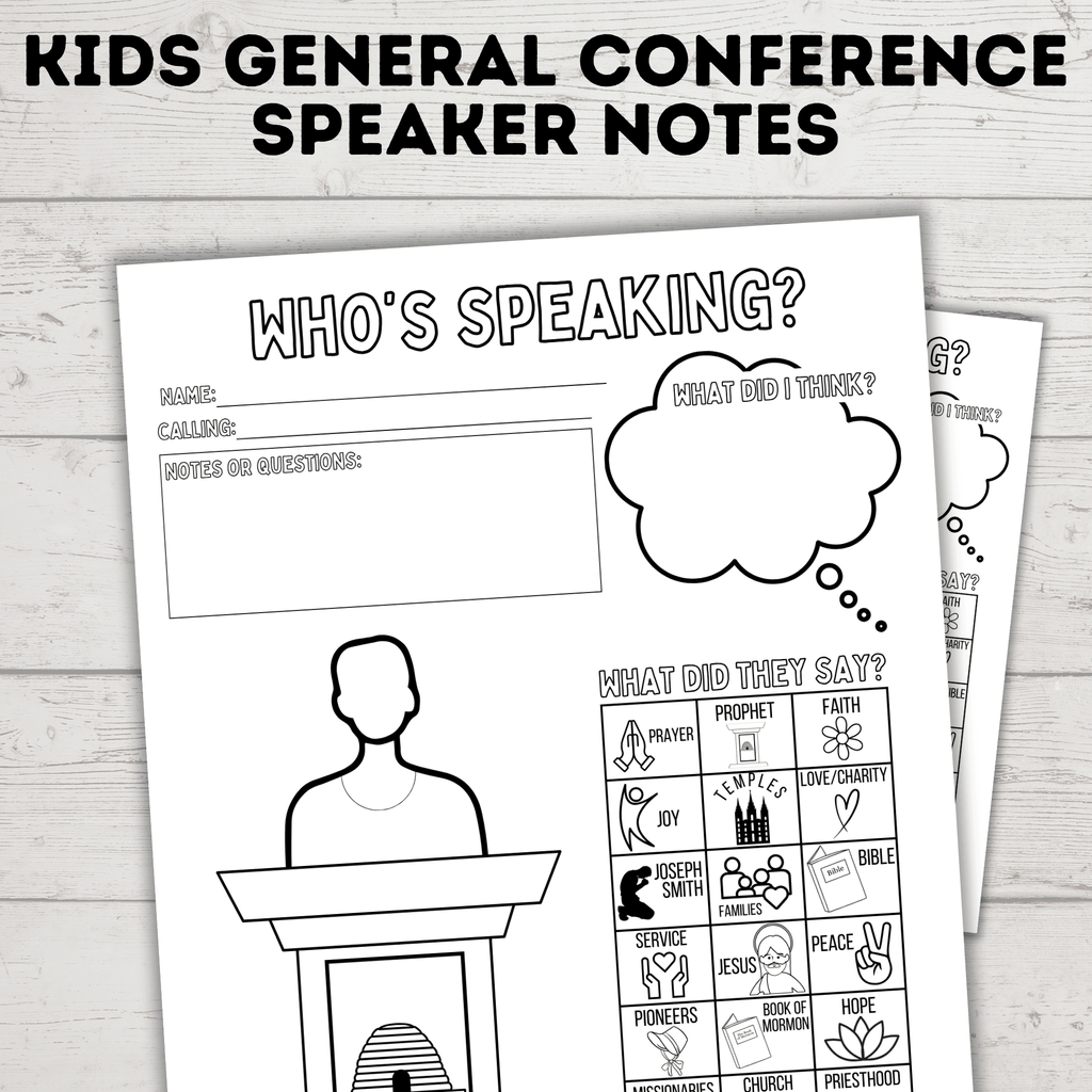 General Conference Speaker Notes for Kids | General Conference Activity Pages | Kids Activity Pages | PDF Download | Conference Printables