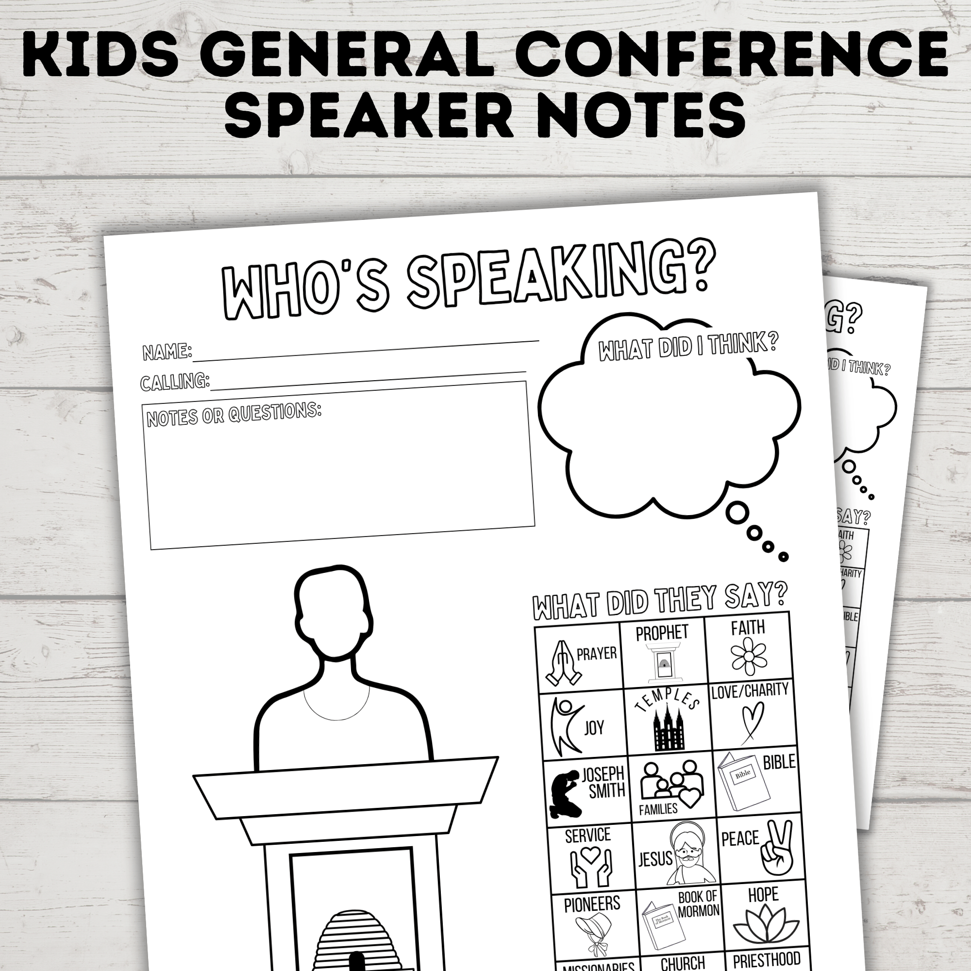 General Conference Speaker Notes for Kids | General Conference Activity Pages | Kids Activity Pages | PDF Download | Conference Printables