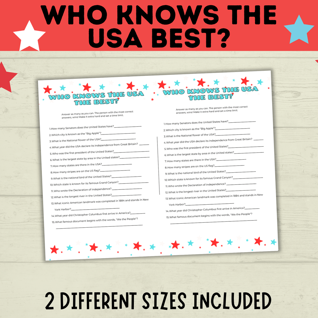 USA Trivia | 4th of July Game | Who Knows the USA Best? | USA Game | Kids Game | Party Game | History Game | 4th of July Trivia | History