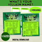 What's Your Villain Name Game? Kid's Birthday Party Games | Halloween Games for Kids | PDF Digital Download