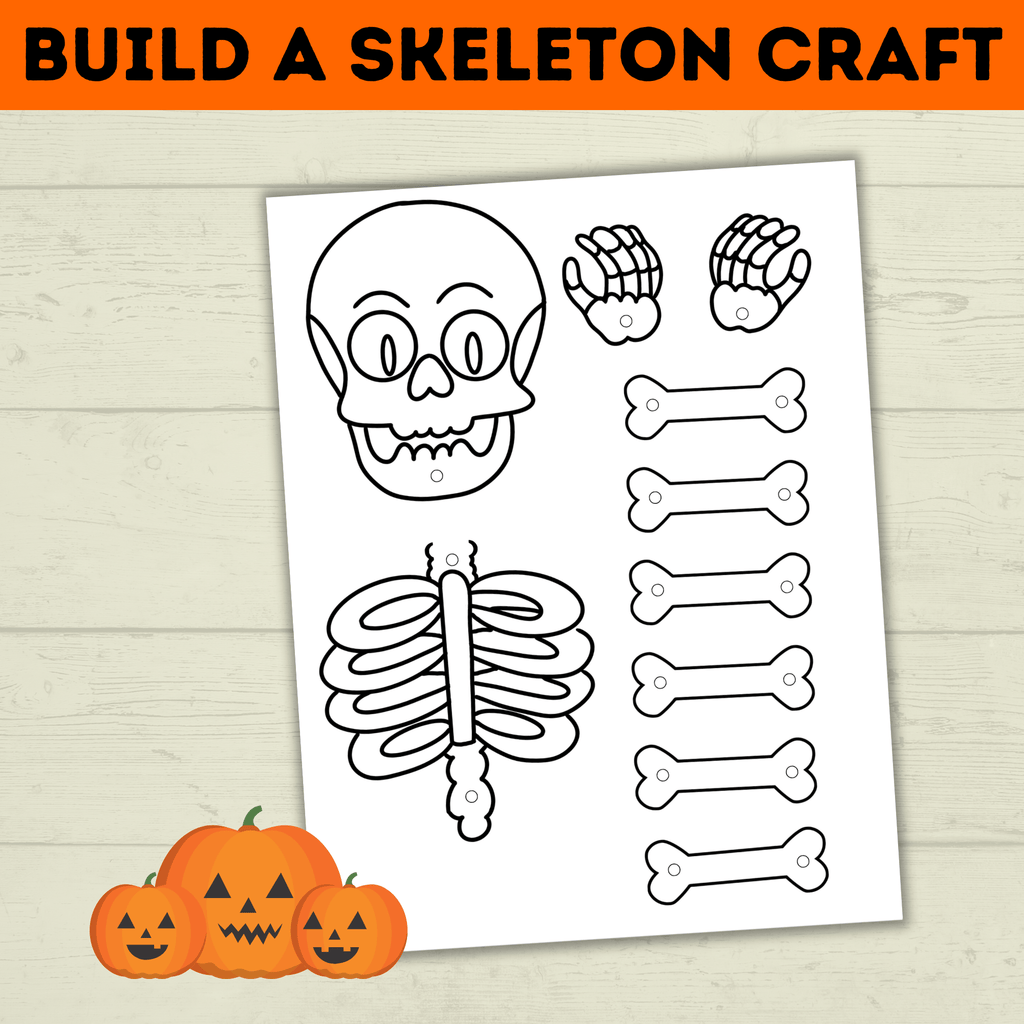 Skeleton Craft | Build a Skeleton | Halloween Craft | Kids Craft Template | Classroom Craft | Party Craft | Halloween Printables for Kids