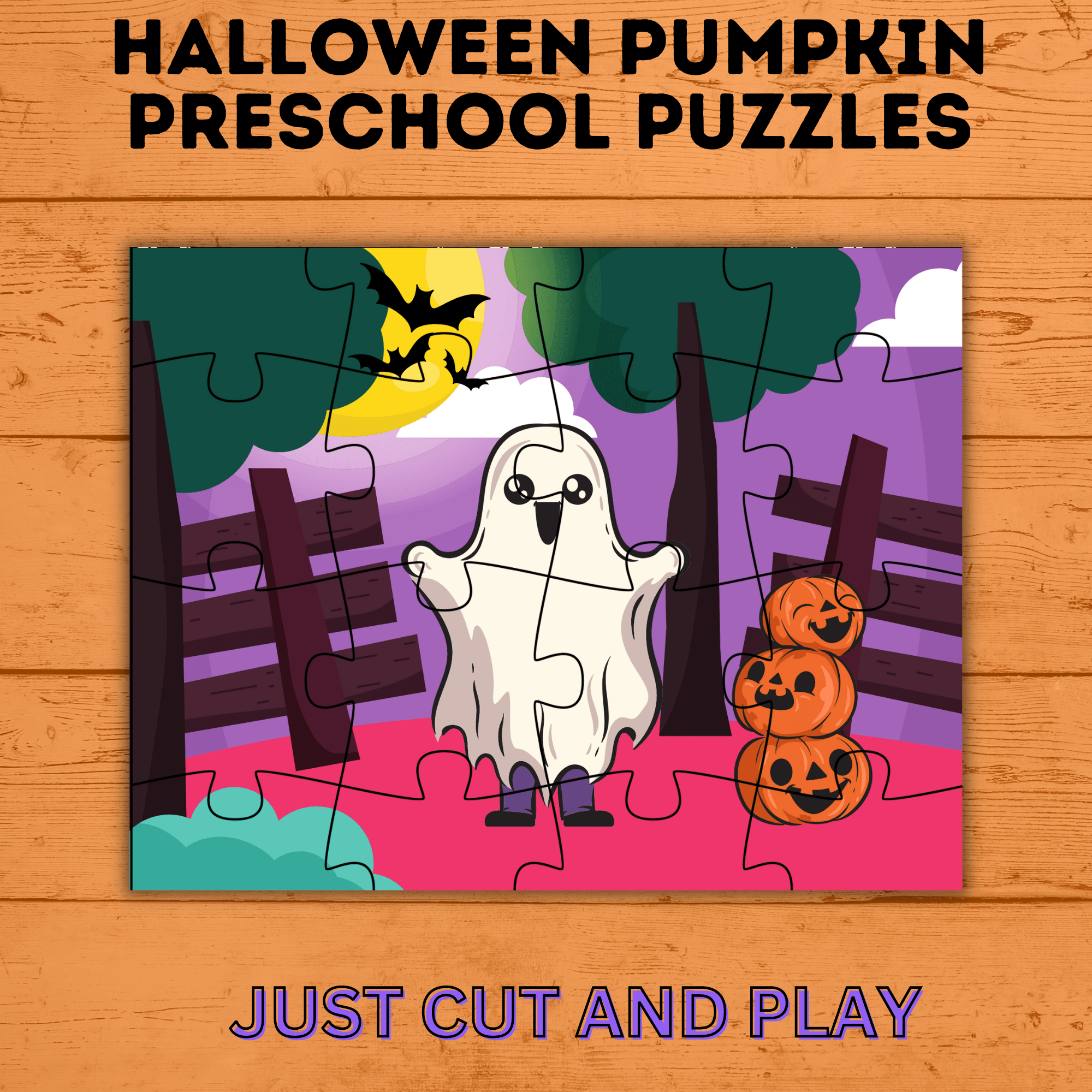 Pumpkin Halloween Puzzles for Preschoolers | Preschool Puzzles | Preschool Activities | Toddler Puzzles | Toddler Printable | Digital Puzzle