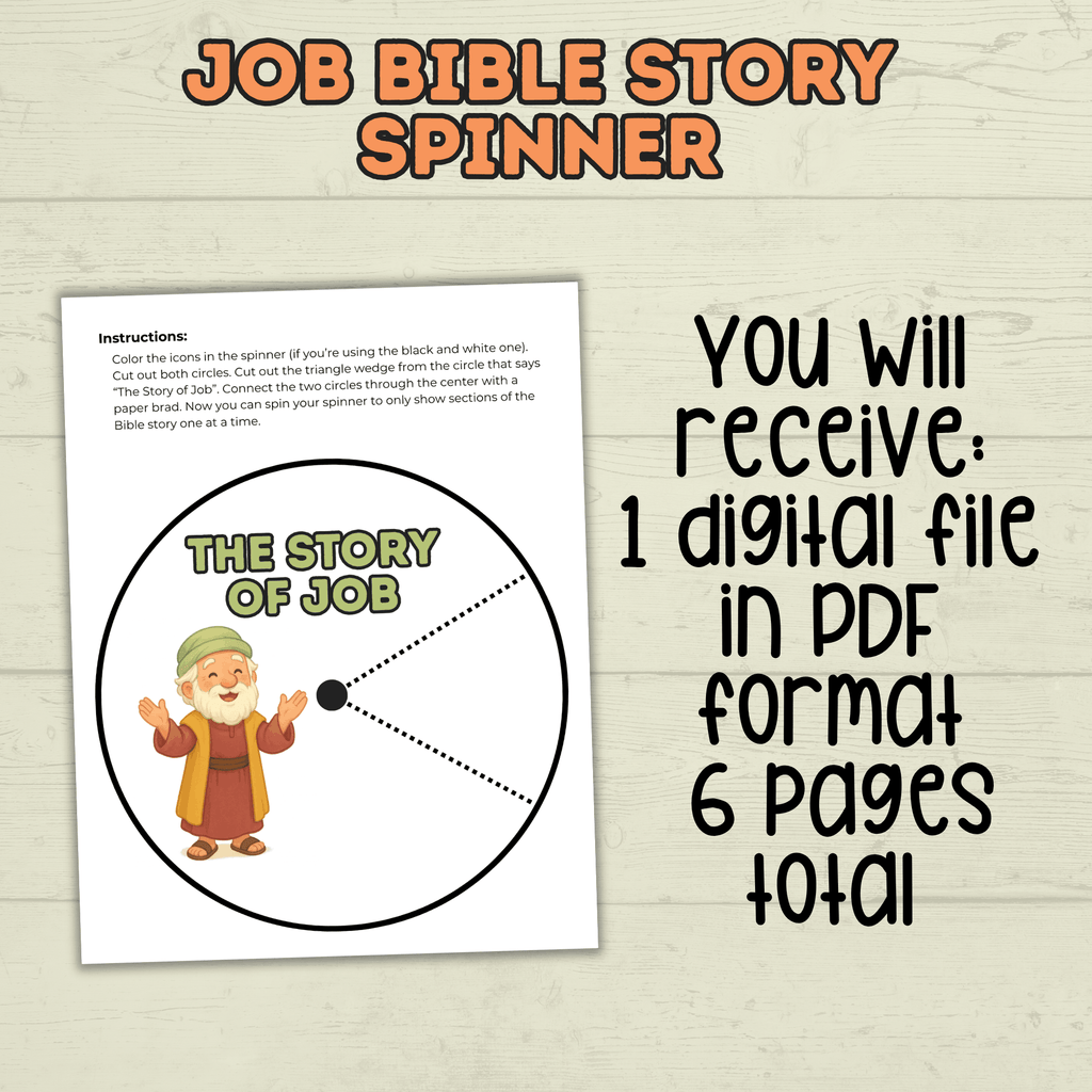 Job Bible Story Spinner Craft, Bible Craft, Sunday School Craft, Job Lesson, VBS, Homeschool, Christian Activity, Old Testament Craft