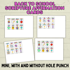 Back to School Affirmation Scripture Cards, Scripture Verse Cards, Christian Affirmations, Kids Prayer Cards