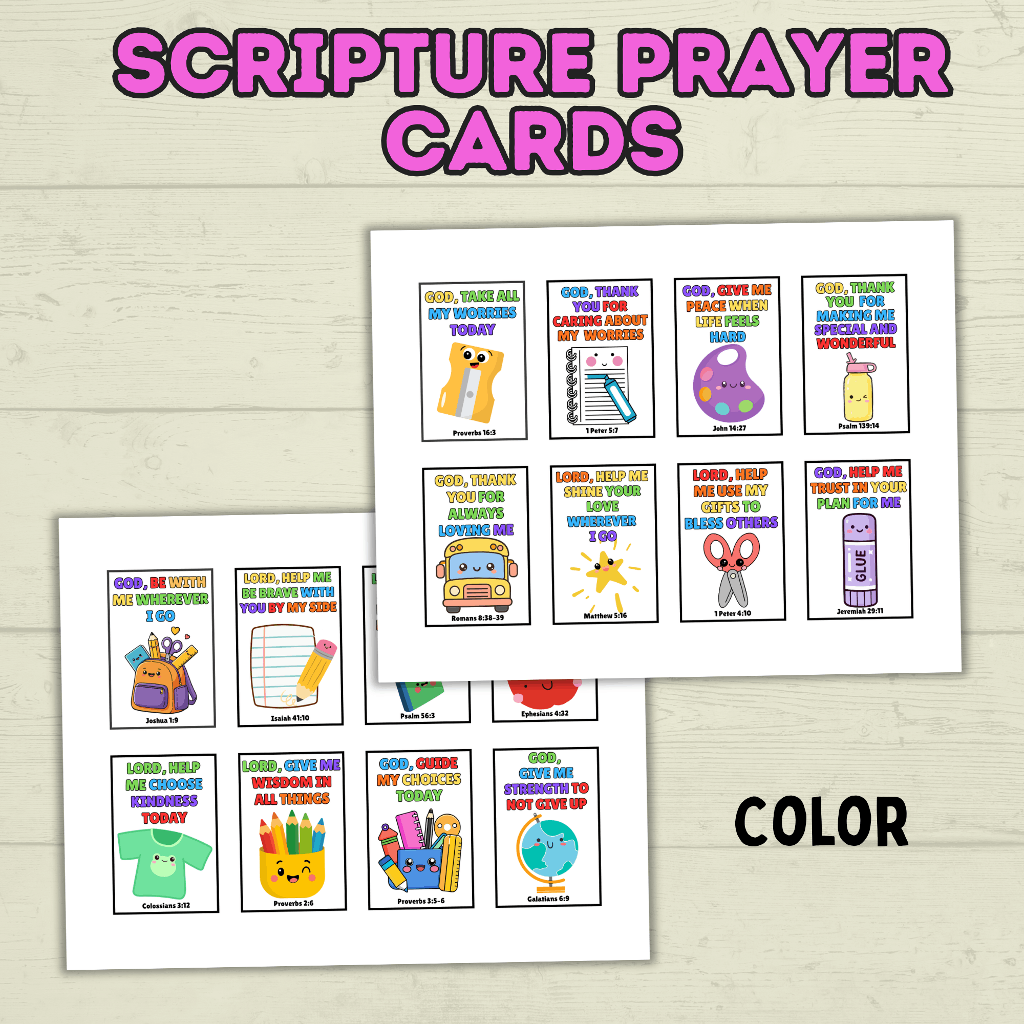 Back to School Prayer Cards, Scripture Verse Cards, Christian cards, Kids Prayer Card, First Day of School, Lunchbox Cards, Mini Prayer Card