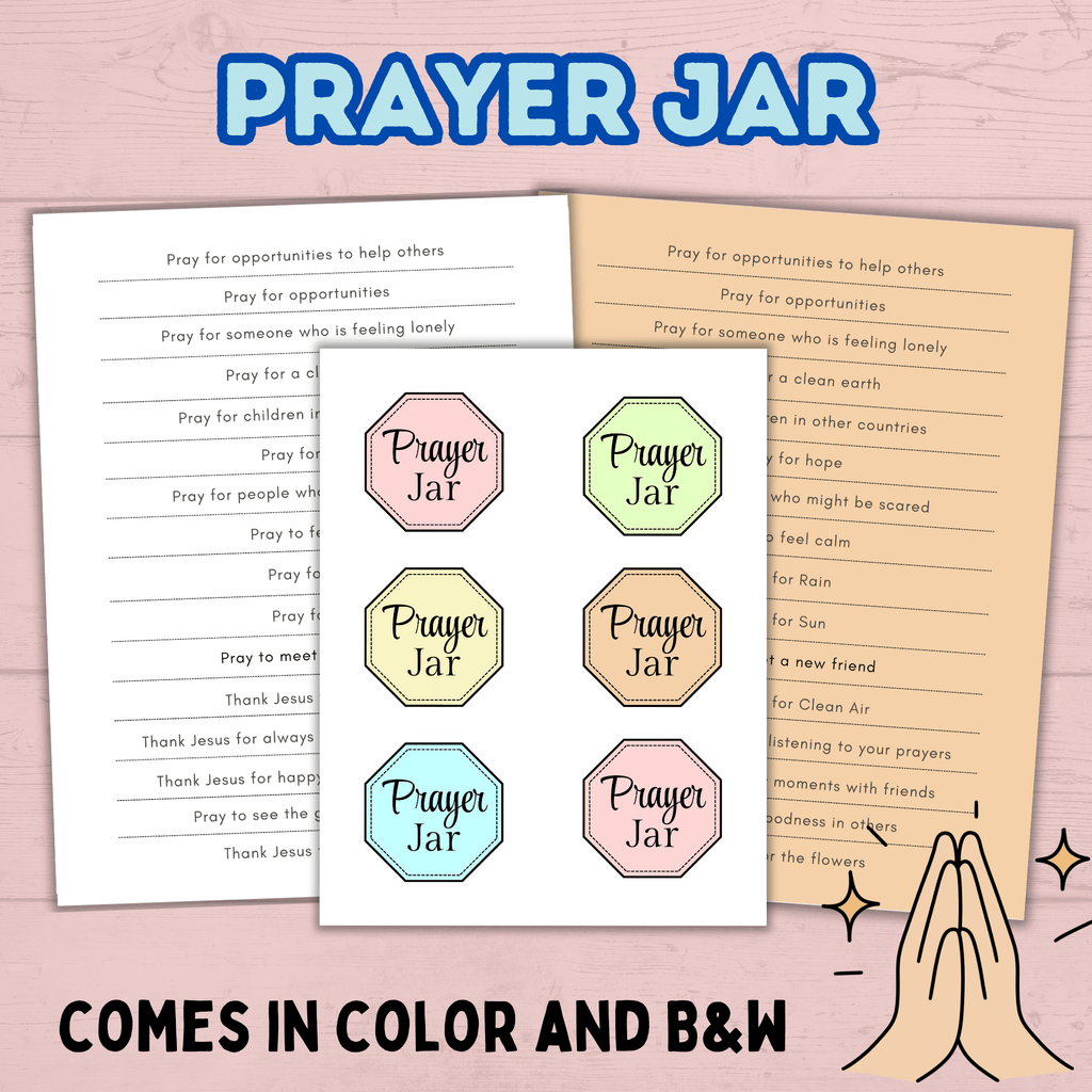 Prayer Prompts for Kids Activity Jar, Prayer List, Christian Sunday School Activities, Cards, Prayer Jar, Praying Craft, Challenge, Church