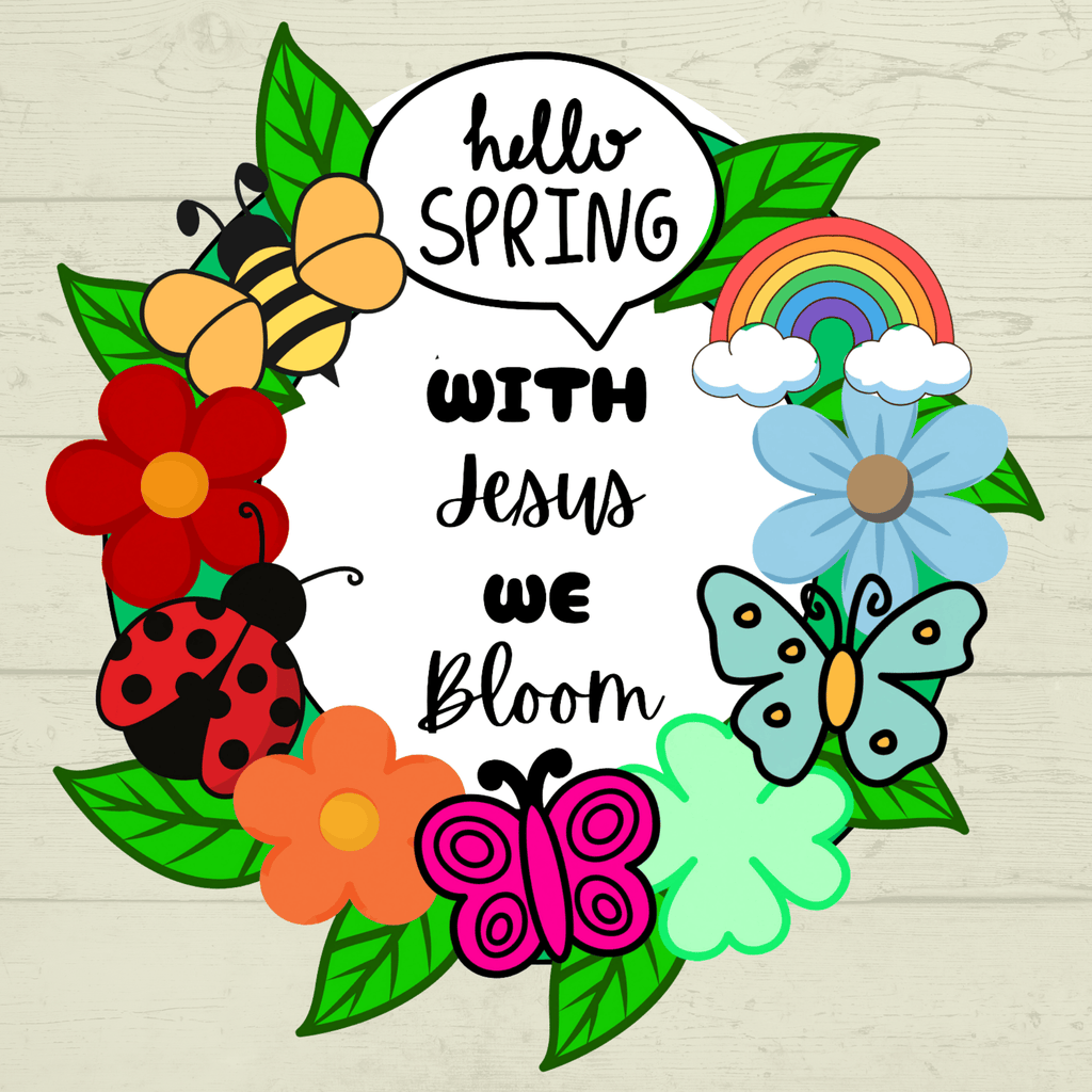 Jesus Spring Wreath, Cut and Paste, Sunday School Craft, Homeschool, With Jesus We Bloom, VBS