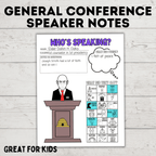 General Conference Speaker Notes for Kids | General Conference Activity Pages | Kids Activity Pages | PDF Download | Conference Printables