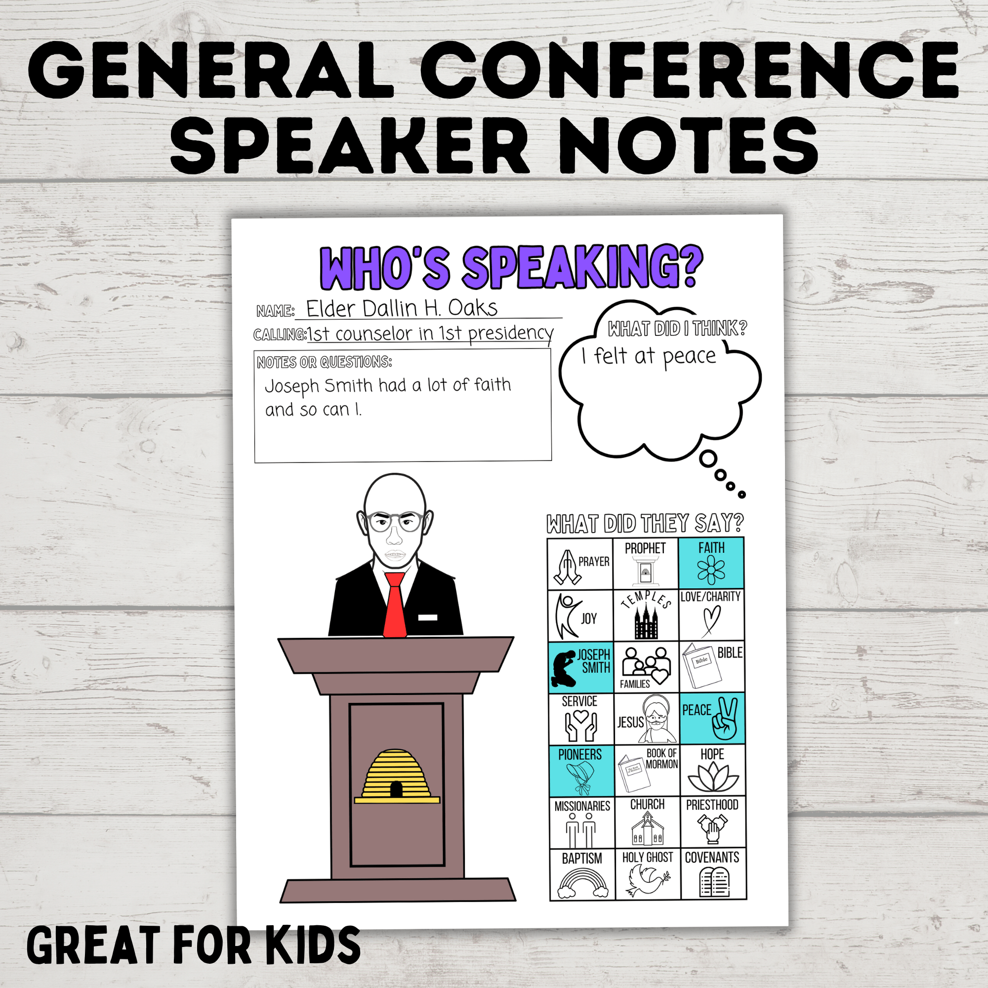 General Conference Speaker Notes for Kids | General Conference Activity Pages | Kids Activity Pages | PDF Download | Conference Printables