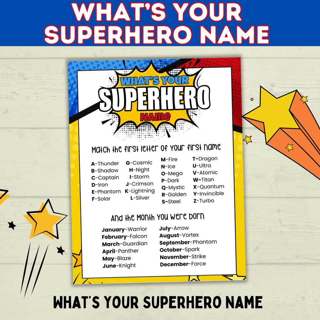 Superhero Name Game Printable Instant Digital Download | Superhero Party | Superhero Game | Name Game for Kids | Birthday Party Games