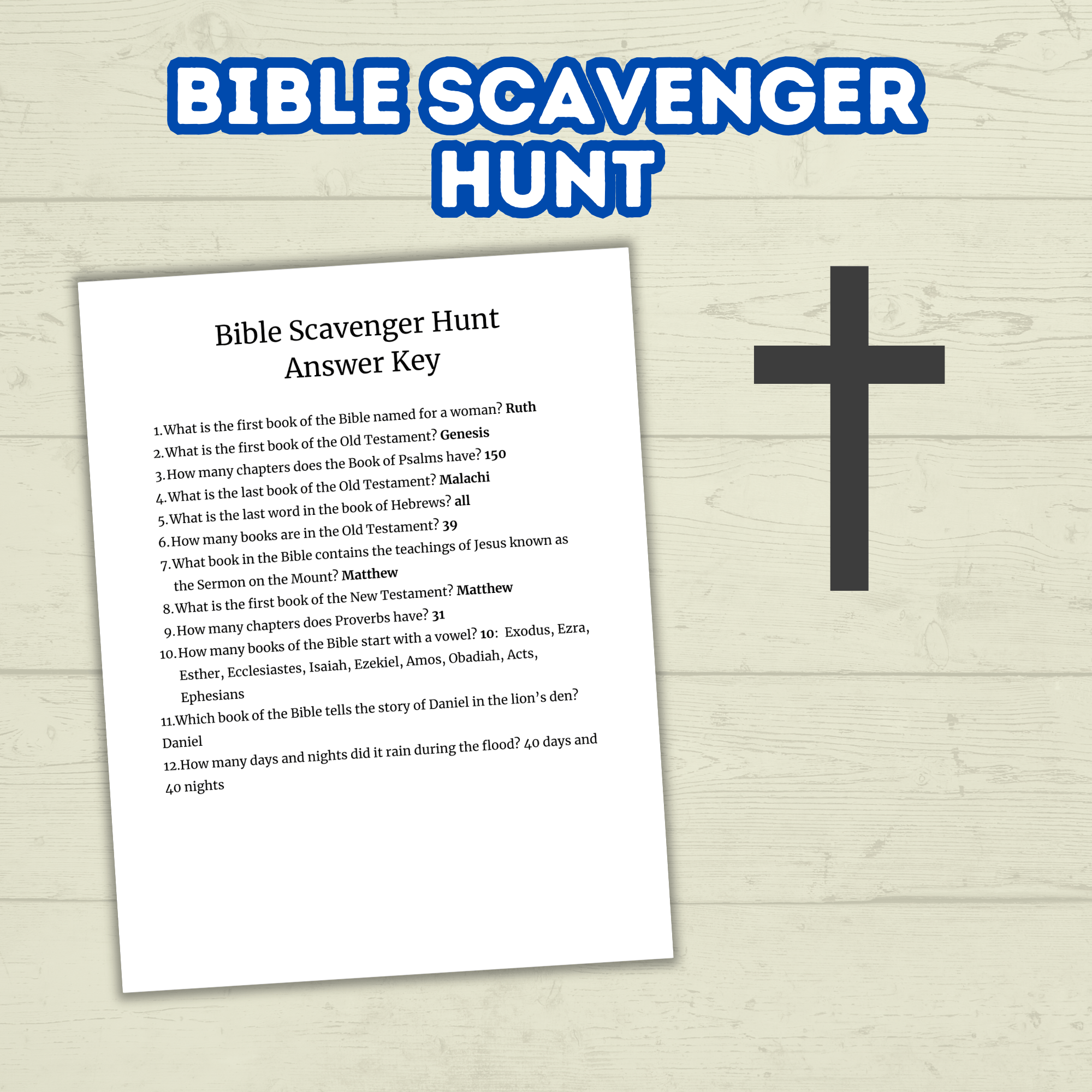 Children's and Teen Ministry Bible Scavenger Hunt, Sunday School Printable Digital Download Game, PDF