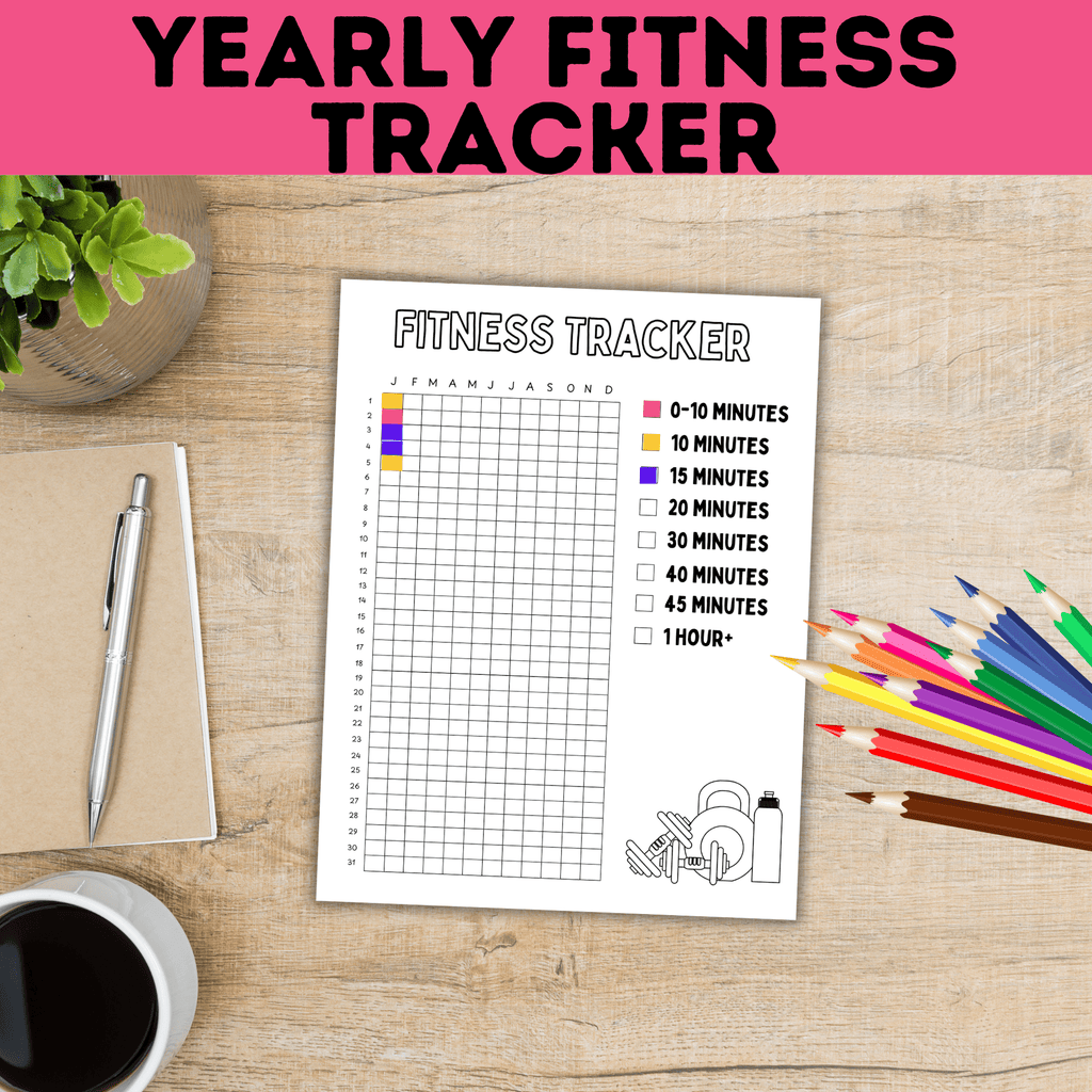 Kid's Fitness Tracker | Kid's Exercise Log | Exercise Chart for Kids | Family Exercise Tracker | Exercise Minutes | PE Tracker | Yearly
