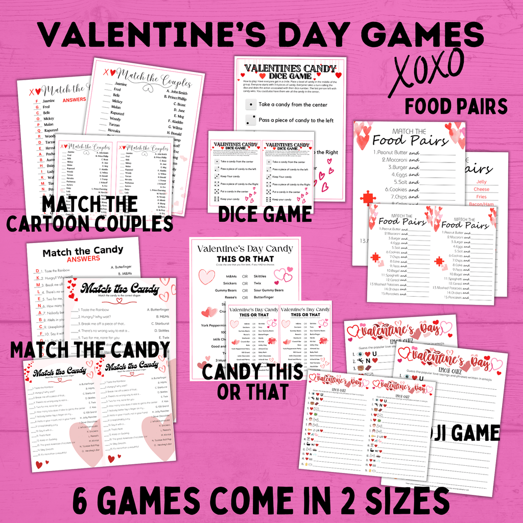 Valentine's Day Party and Activity Pack | Kids Activities | Kids Printables | Classroom Party Games | Kids Games | Valentine's Day Games