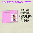 Funny Happy Birthday Mom Card, Birthday Card for Mom, Greeting Card, Quotes Card