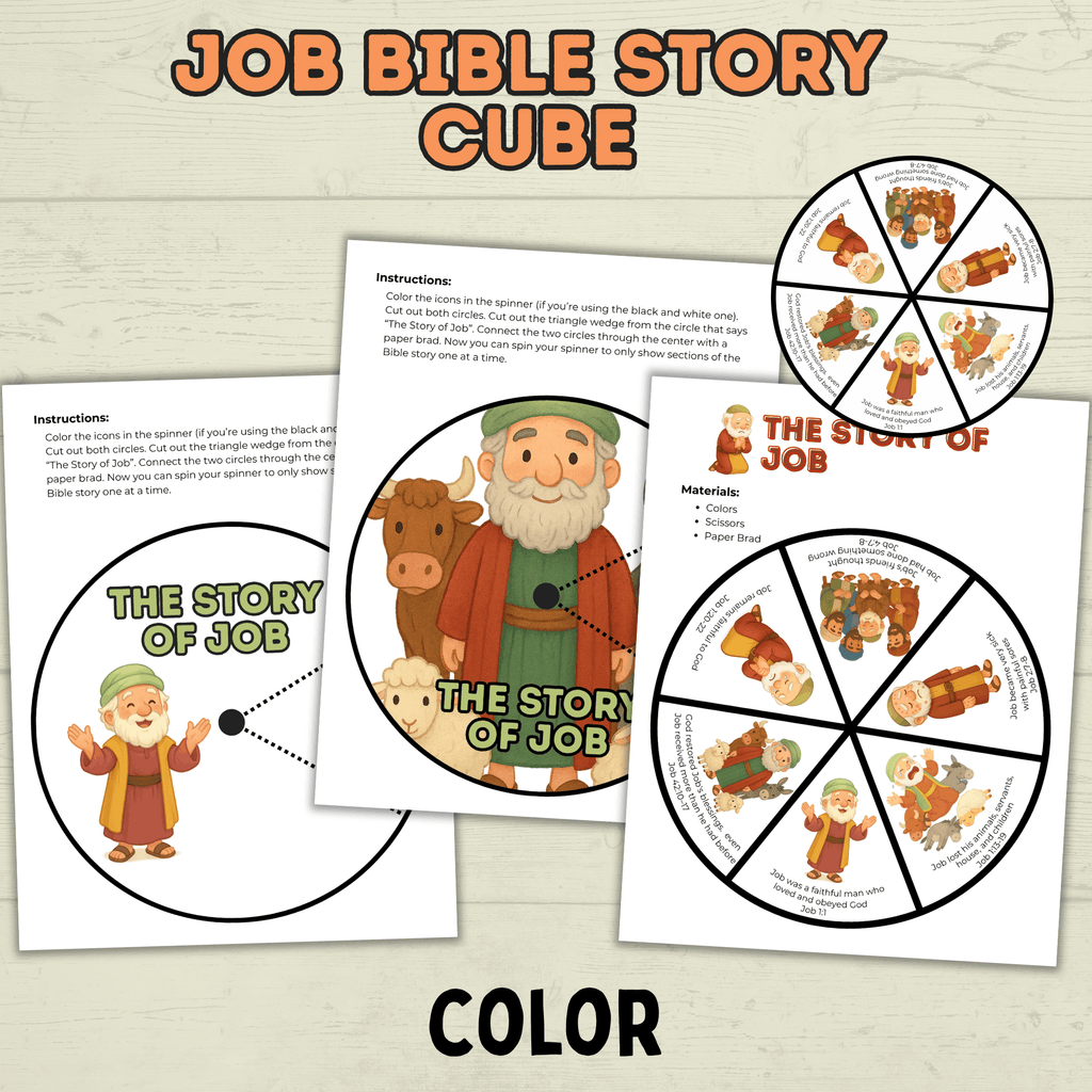 Job Bible Lesson Story Bundle, Job Bible Craft, Sunday School Crafts, Homeschool, Old Testament, Job Activity, Job Craft, Job Cube Story