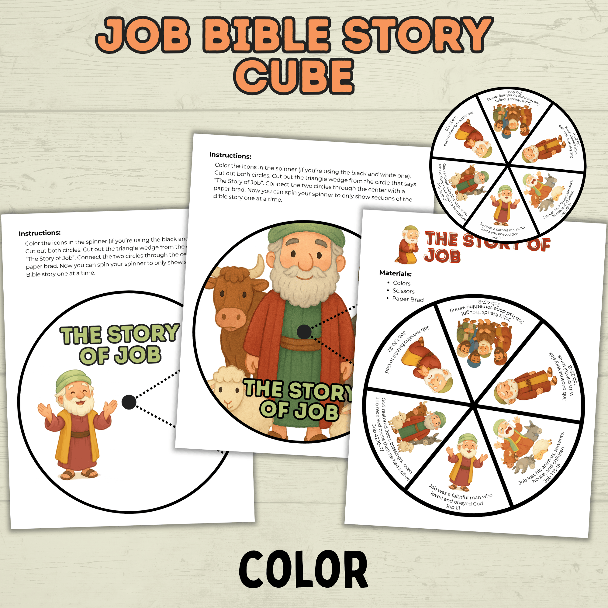 Job Bible Lesson Story Bundle, Job Bible Craft, Sunday School Crafts, Homeschool, Old Testament, Job Activity, Job Craft, Job Cube Story