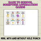 Back to School Affirmation Scripture Cards, Scripture Verse Cards, Christian Affirmations, Kids Prayer Cards