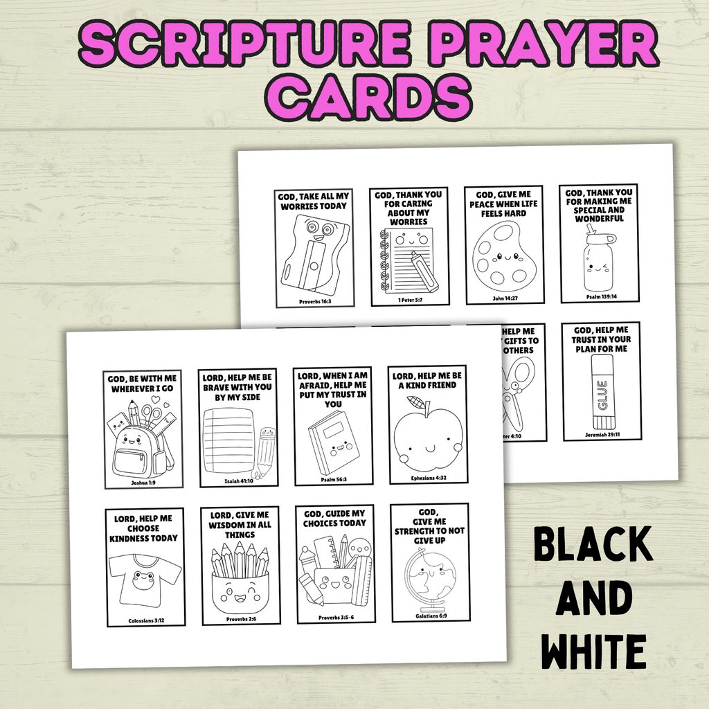 Back to School Prayer Cards, Scripture Verse Cards, Christian cards, Kids Prayer Card, First Day of School, Lunchbox Cards, Mini Prayer Card