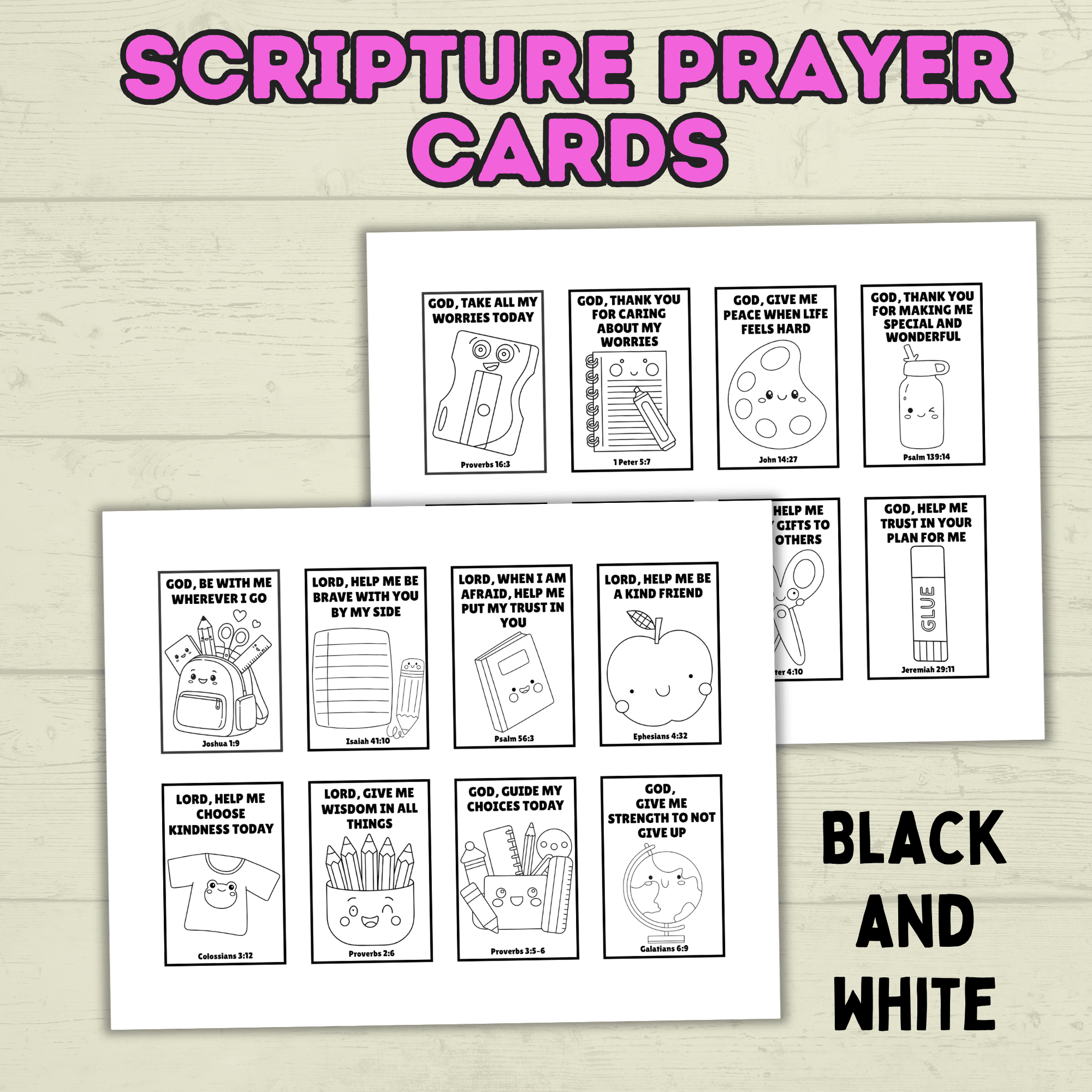Back to School Prayer Cards, Scripture Verse Cards, Christian cards, Kids Prayer Card, First Day of School, Lunchbox Cards, Mini Prayer Card
