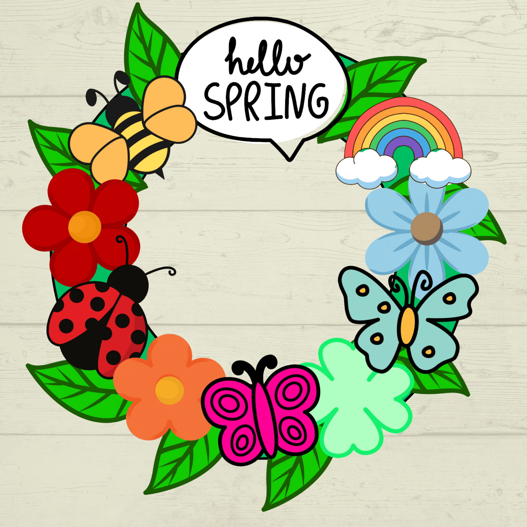 Hello Spring Wreath, Cut and Paste Craft, Paper Craft for Kids, Classroom Craft