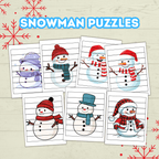 Fun Snowman Preschool Puzzles for Toddlers, Winter Holiday Activities, Kindergarten Homeschool Printable, digital Download