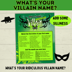 What's Your Villain Name Game? Kid's Birthday Party Games | Halloween Games for Kids | PDF Digital Download