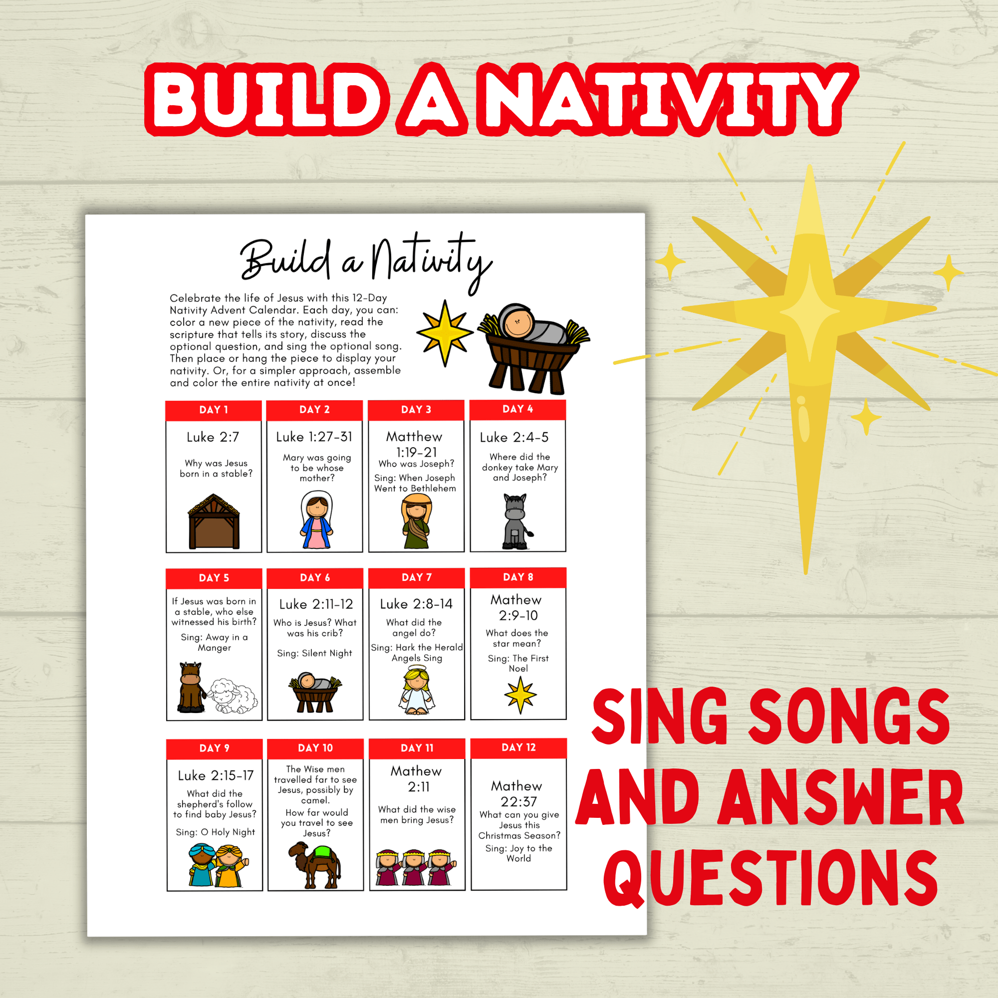 Build a Paper Christmas Nativity Scene Activity Printable for Kids