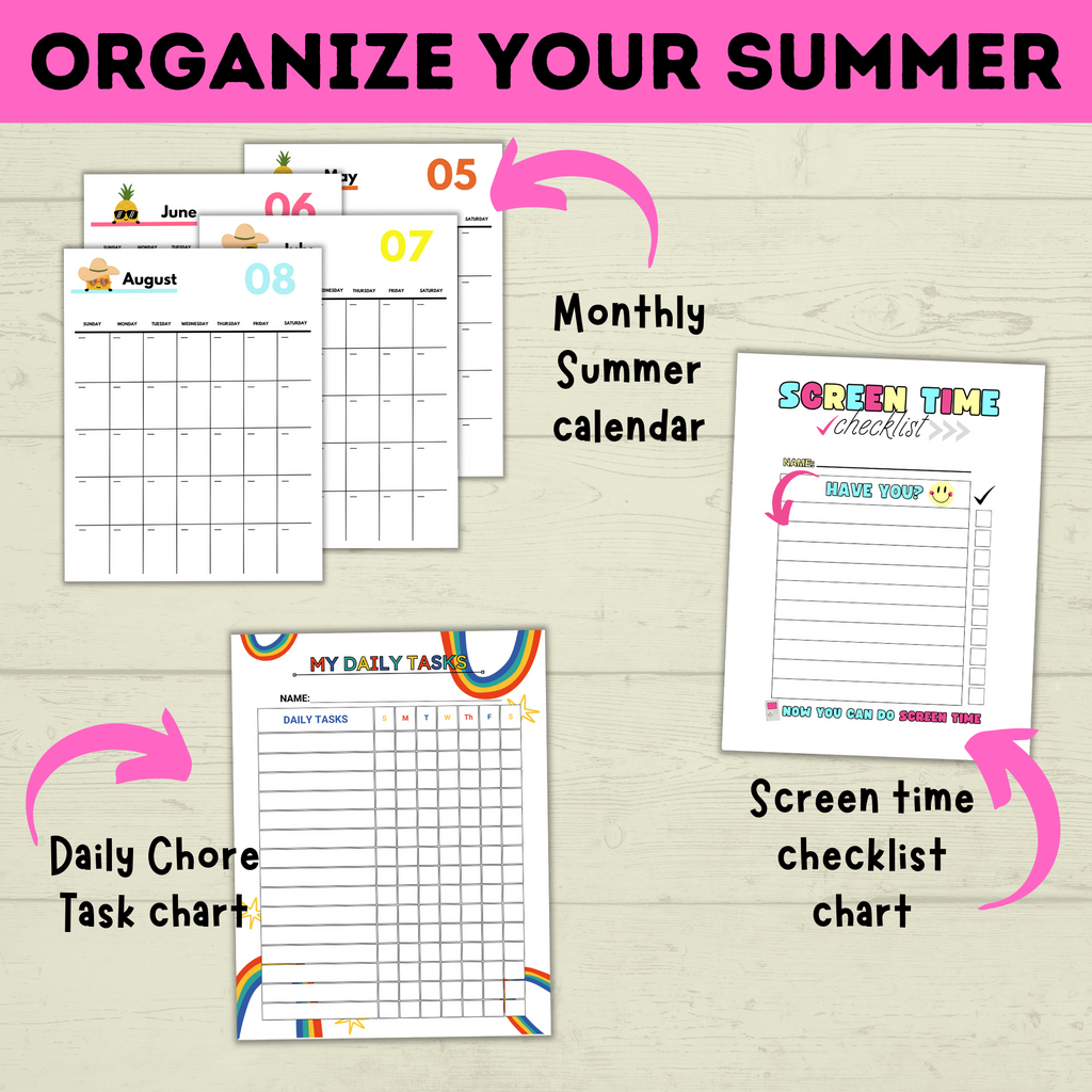 Summer Planner | Summer Schedule | Summer Activities | Summer Printable | Summer Fun | Chore Chart | Sample Schedule | Activity Ideas