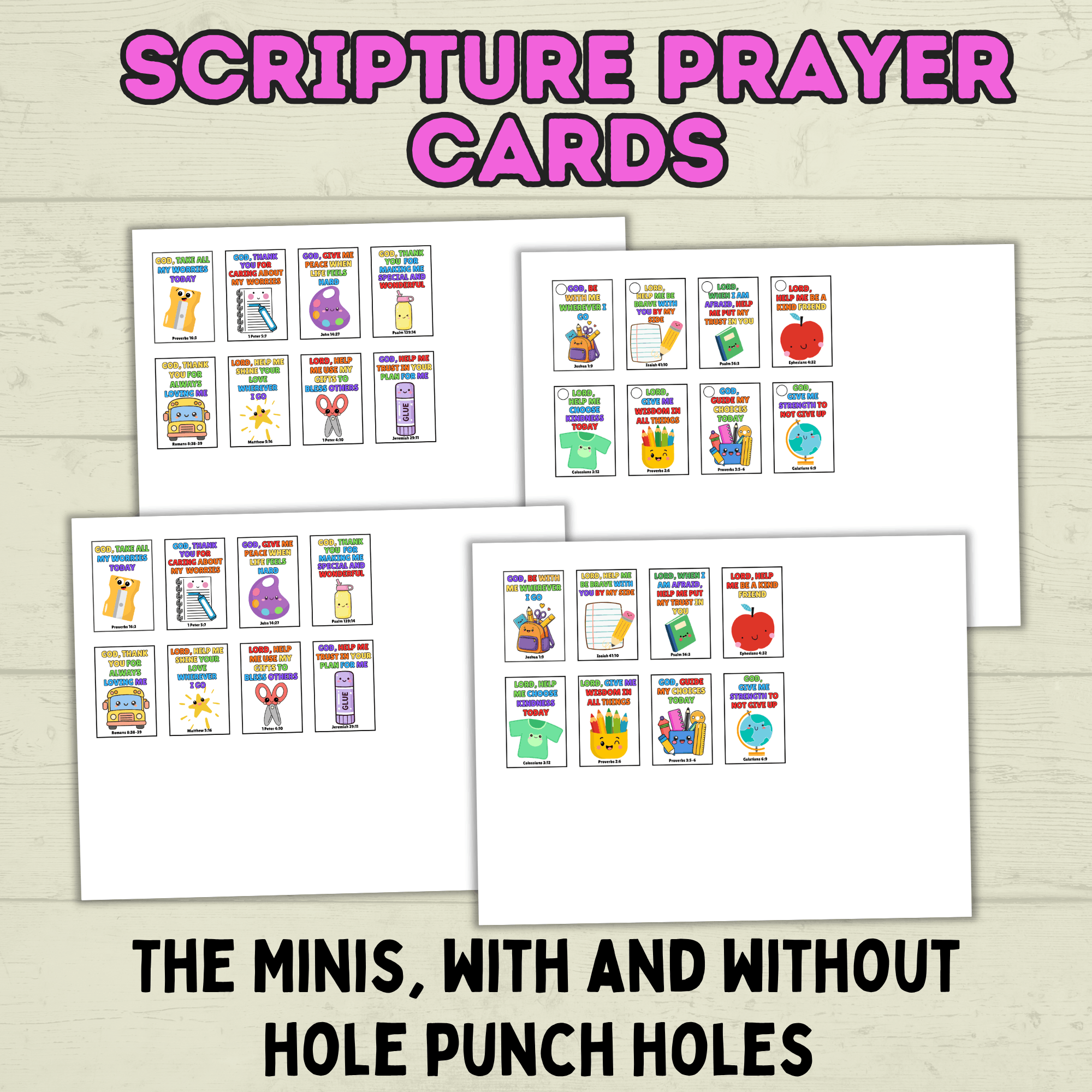 Back to School Prayer Cards, Scripture Verse Cards, Christian cards, Kids Prayer Card, First Day of School, Lunchbox Cards, Mini Prayer Card