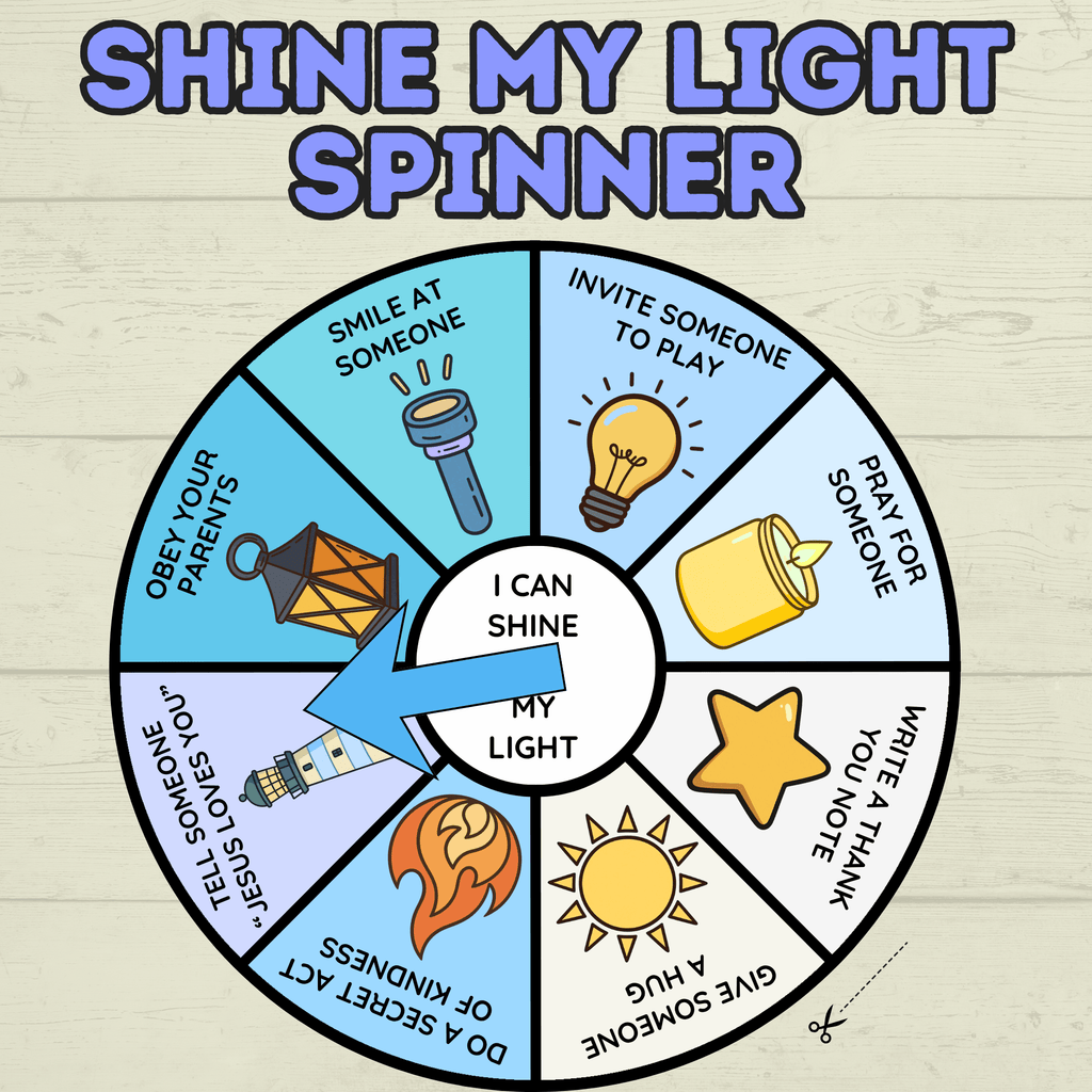 Shine My Light Craft, Matthew 5 Lesson, Bible Crafts, Sunday School Crafts, Spinner Craft, Christian Craft, Homeschool, Shine Your Light