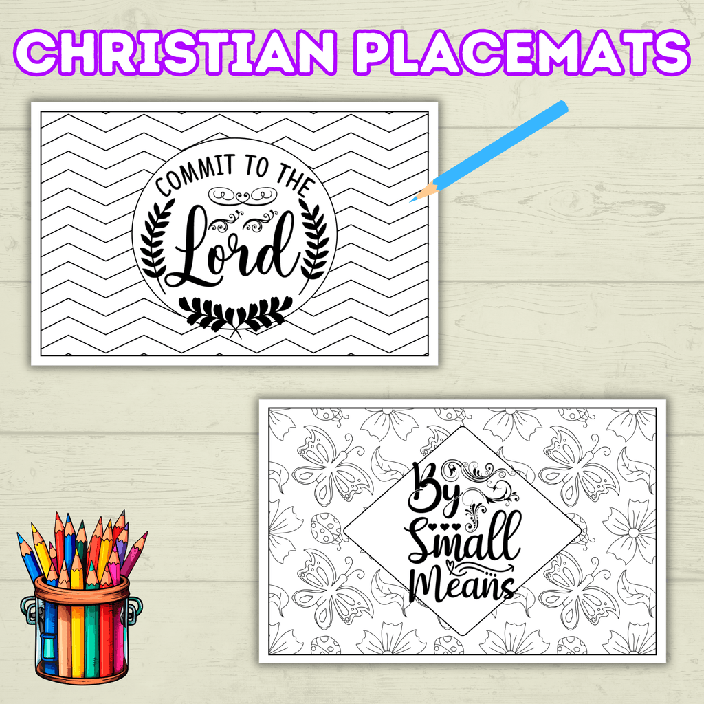 Christian Coloring Pages, Christian Placemats, Kids Placemats, Kids Coloring Pages, Sunday School Activity, Religious Placemats, Jesus