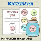 Prayer Prompts for Kids Activity Jar, Prayer List, Christian Sunday School Activities, Cards, Prayer Jar, Praying Craft, Challenge, Church